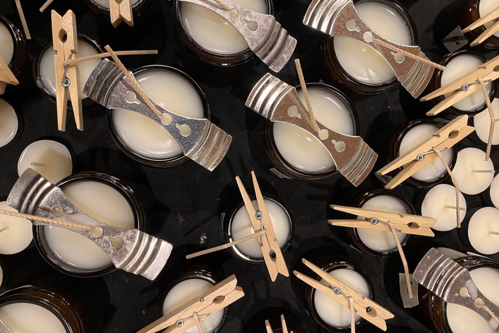 top down view of candles being made