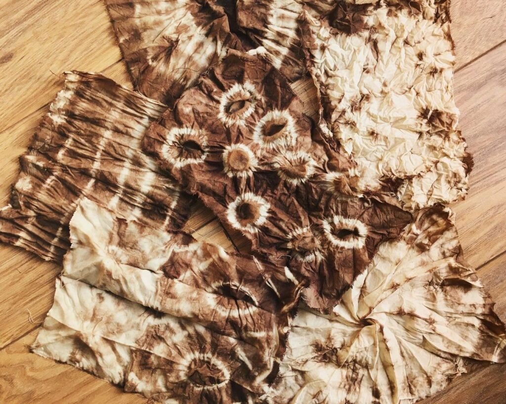 brown and cream tie dye samples