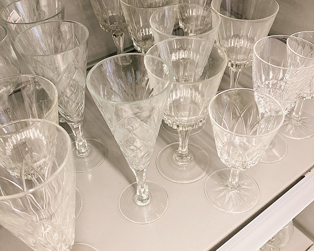 selection of cut glass drinking glasses